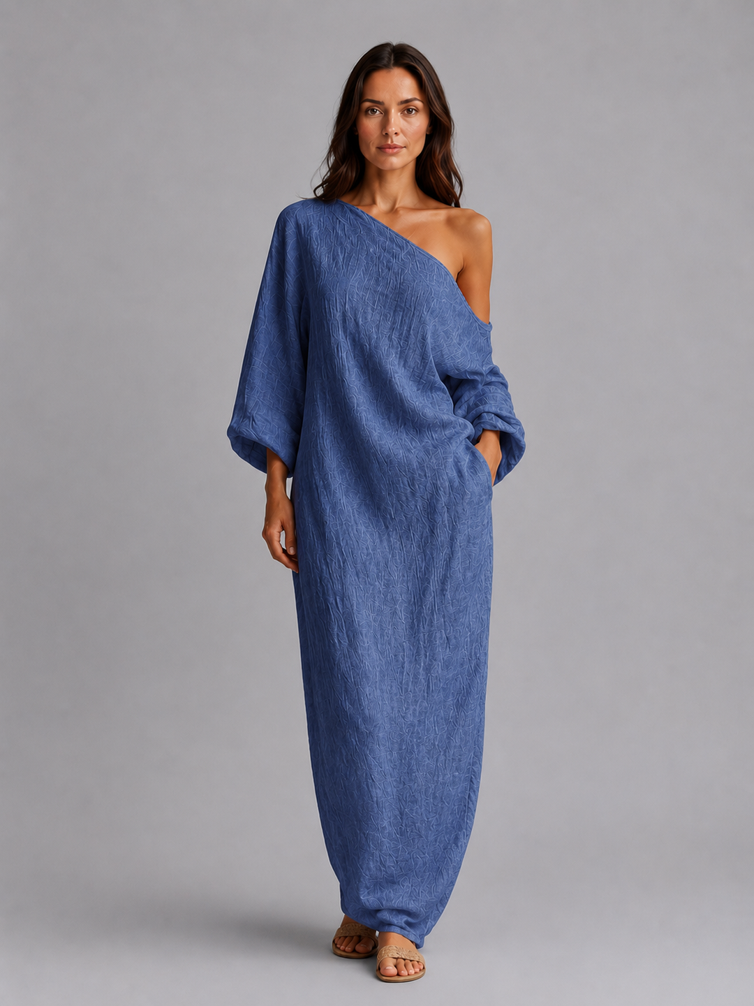 Women’s One-Shoulder Maxi Dress with Draped Silhouette