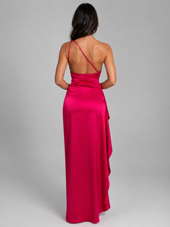 Women’s One-Shoulder Maxi Dress with High Split