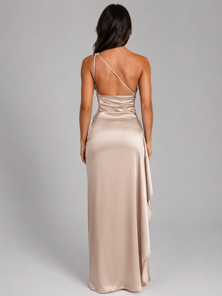 Women’s One-Shoulder Maxi Dress with High Split