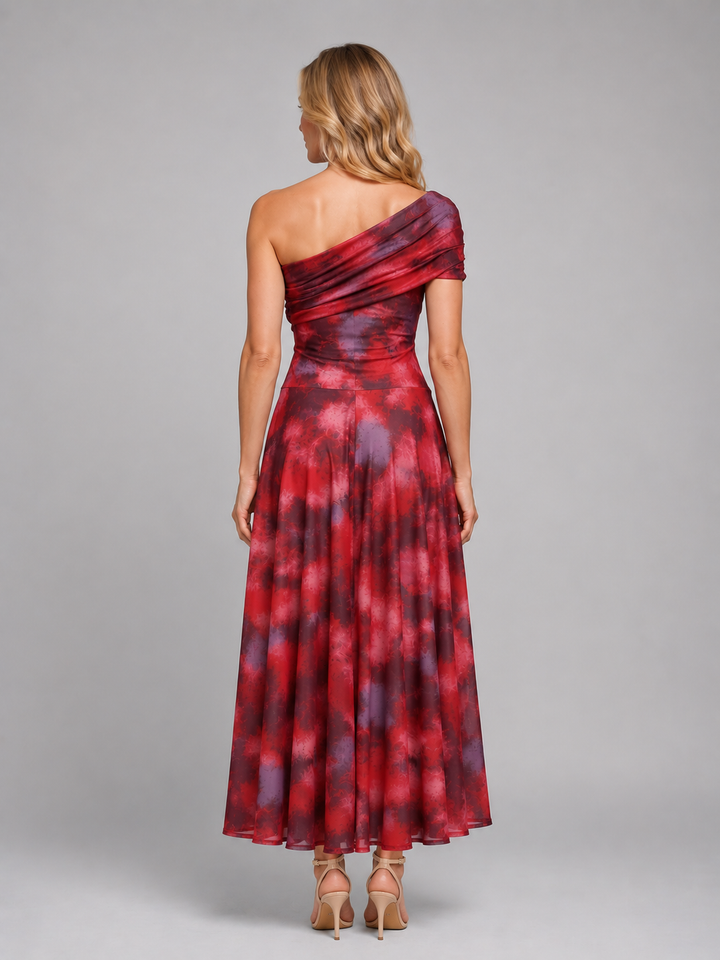 Women’s One-Shoulder Maxi Dress with Print