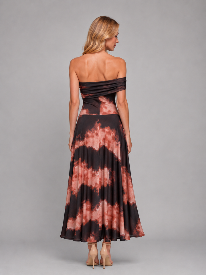 Women’s One-Shoulder Maxi Dress with Print