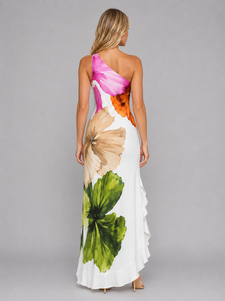 Women’s One-Shoulder Maxi Dress with Ruffle Hem