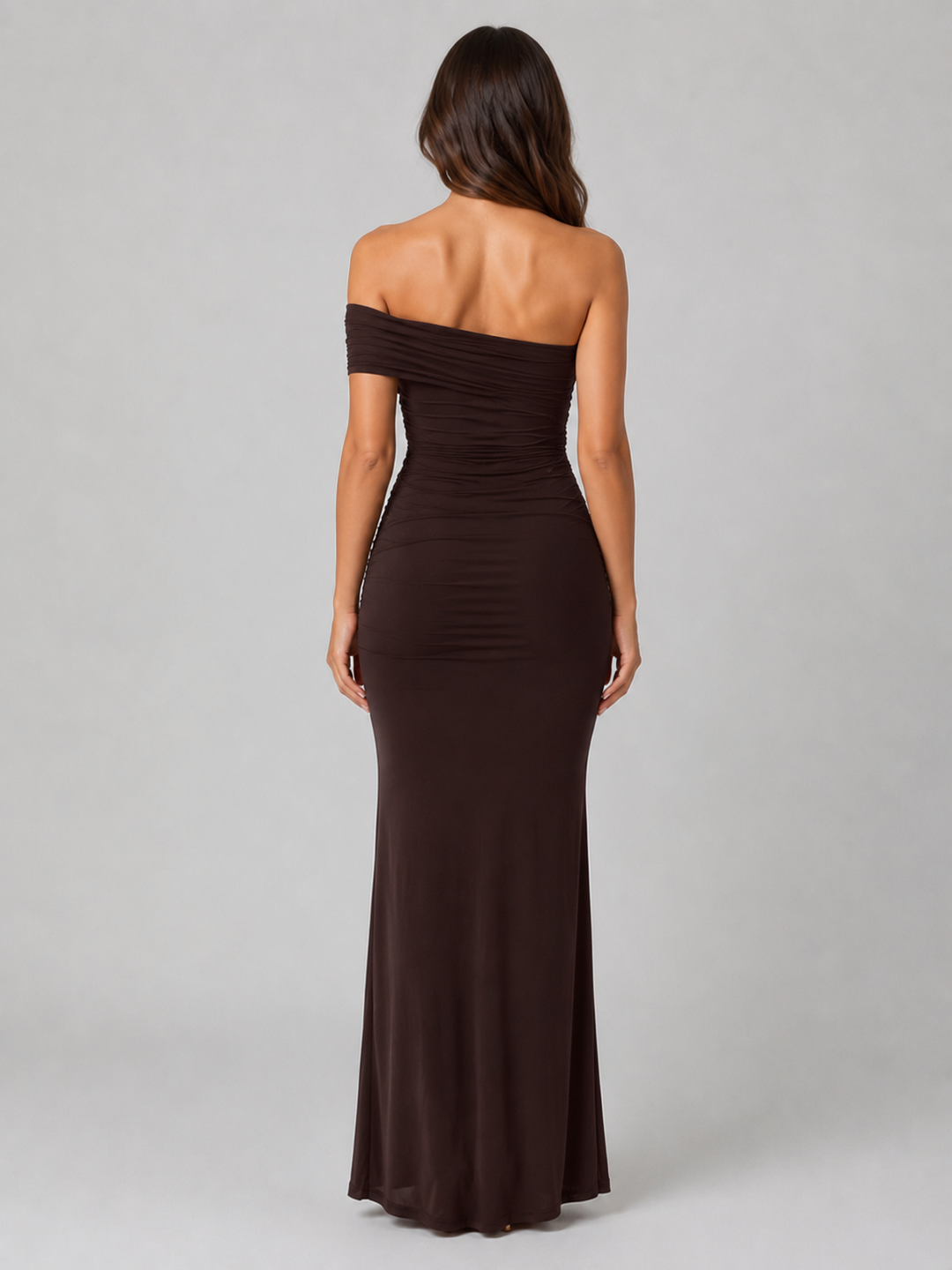 Women’s One-Shoulder Ruched Dress with Sculpted Silhouette