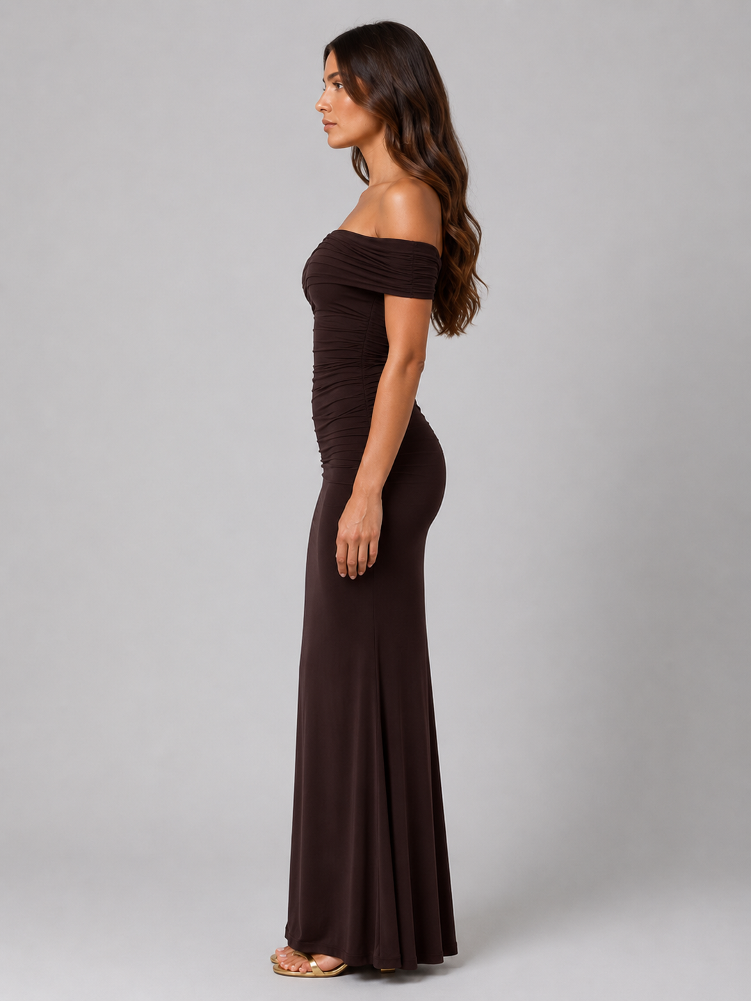 Women’s One-Shoulder Ruched Dress with Sculpted Silhouette