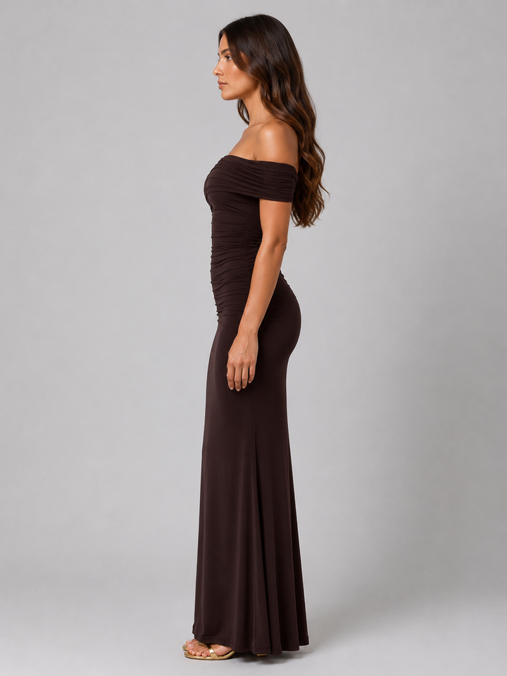 Women’s One-Shoulder Ruched Dress with Sculpted Silhouette