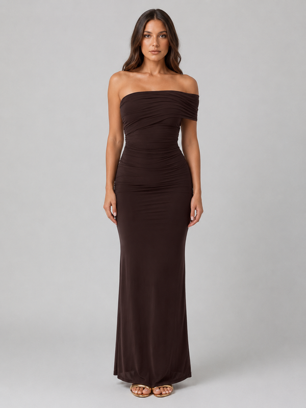 Women’s One-Shoulder Ruched Dress with Sculpted Silhouette