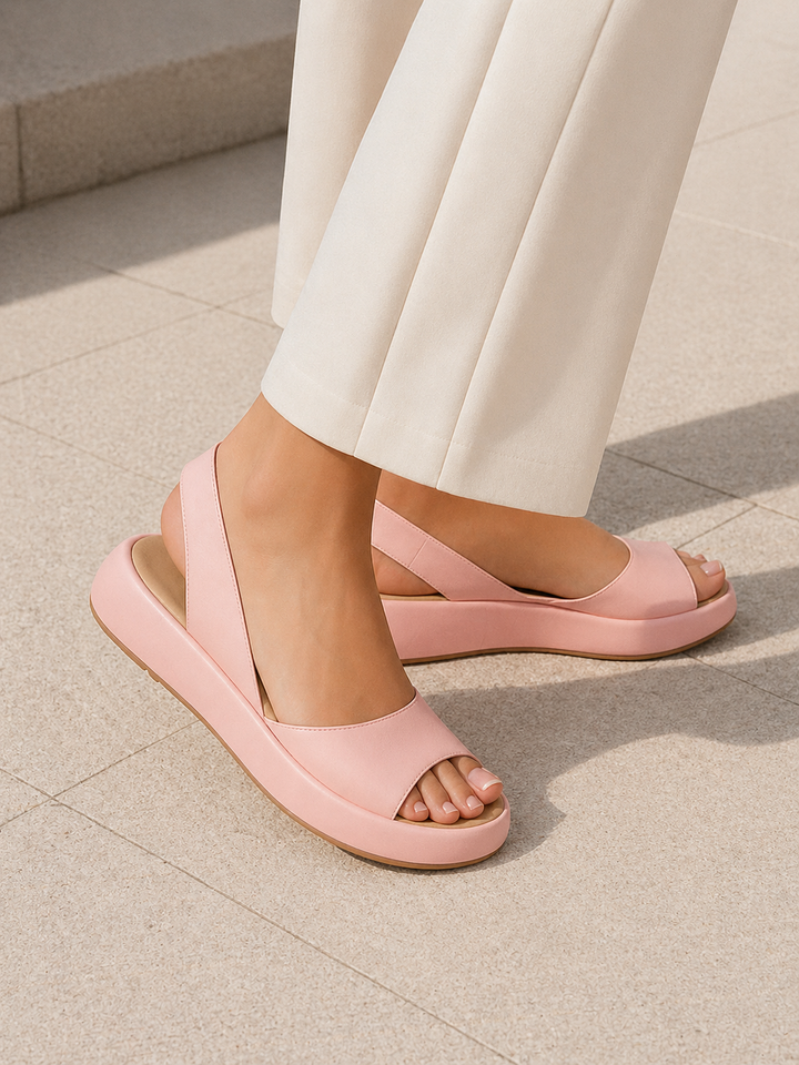 Women’s Open-Toe Slingback Sandals with Low Wedge