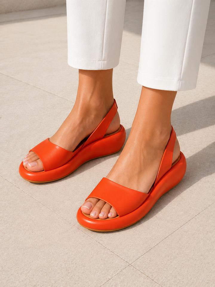 Women’s Open-Toe Slingback Sandals with Low Wedge