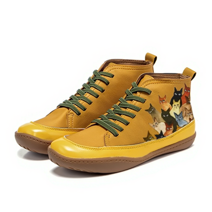 Women's Orthopaedic Boots with Cat Print for Everyday Wear
