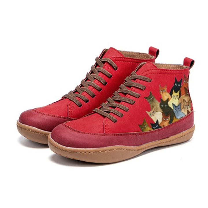 Women's Orthopaedic Boots with Cat Print for Everyday Wear