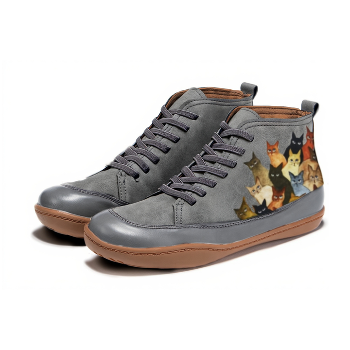 Women's Orthopaedic Boots with Cat Print for Everyday Wear
