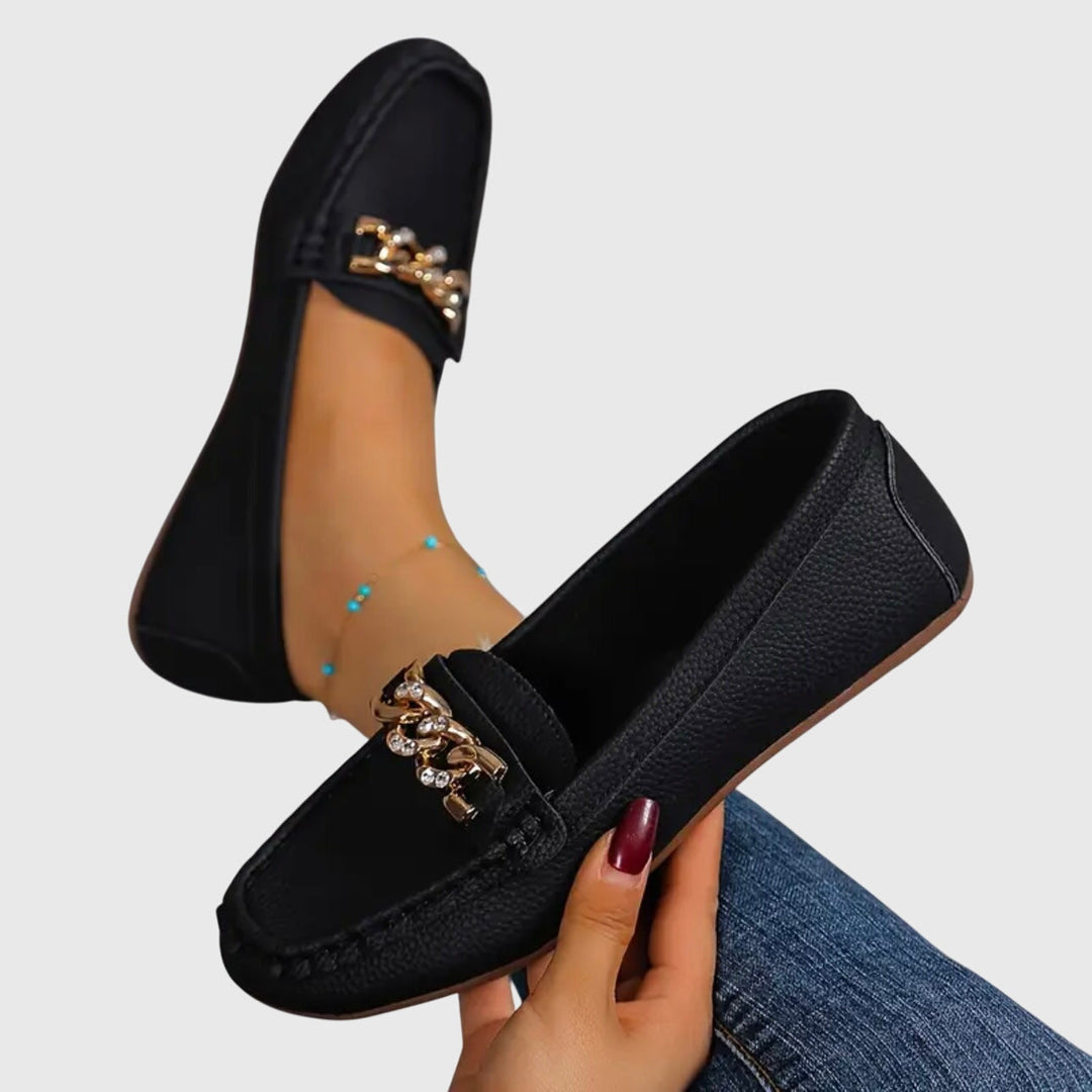 Women's Orthopaedic Loafers with Gold Chain for Everyday