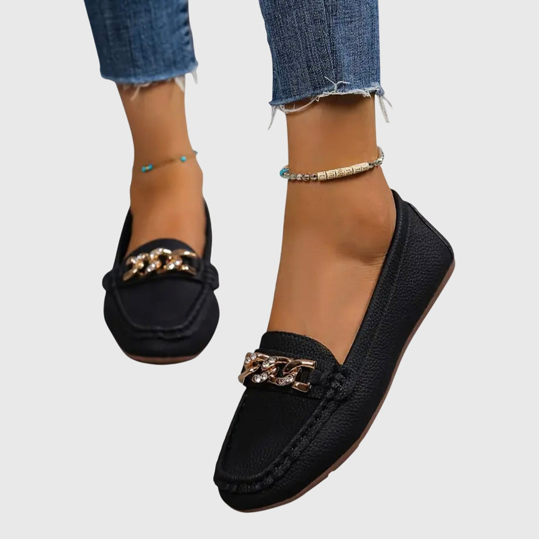 Women's Orthopaedic Loafers with Gold Chain for Everyday