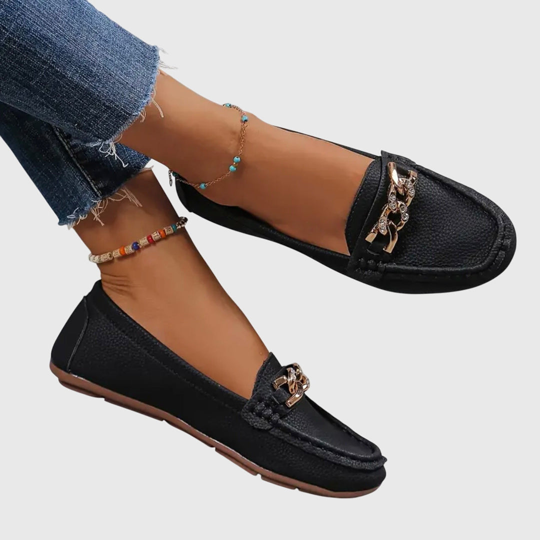 Women's Orthopaedic Loafers with Gold Chain for Everyday