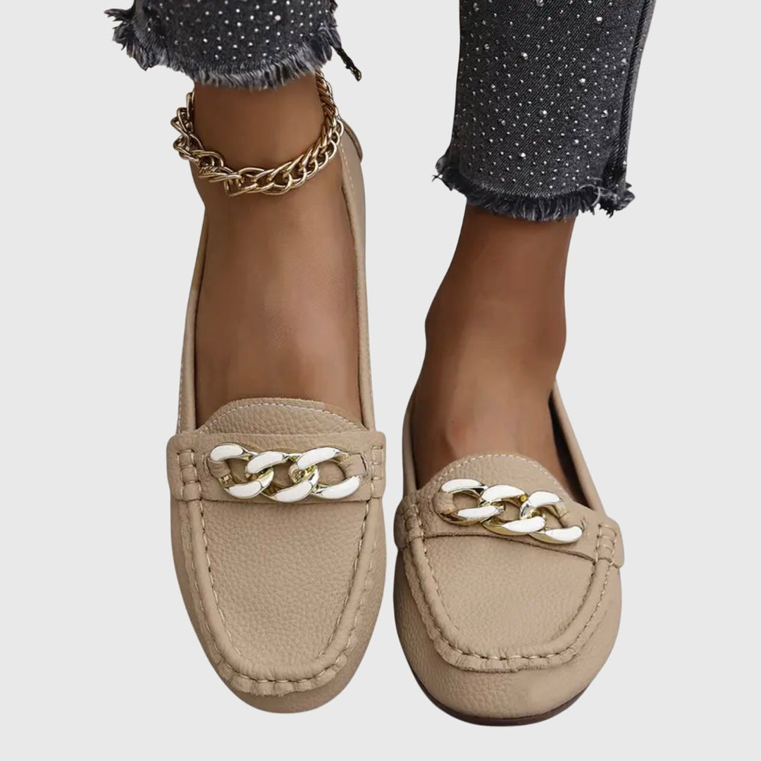 Women's Orthopaedic Loafers with Gold Chain for Everyday