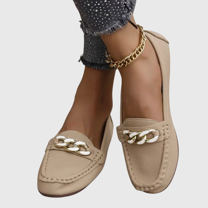 Women's Orthopaedic Loafers with Gold Chain for Everyday