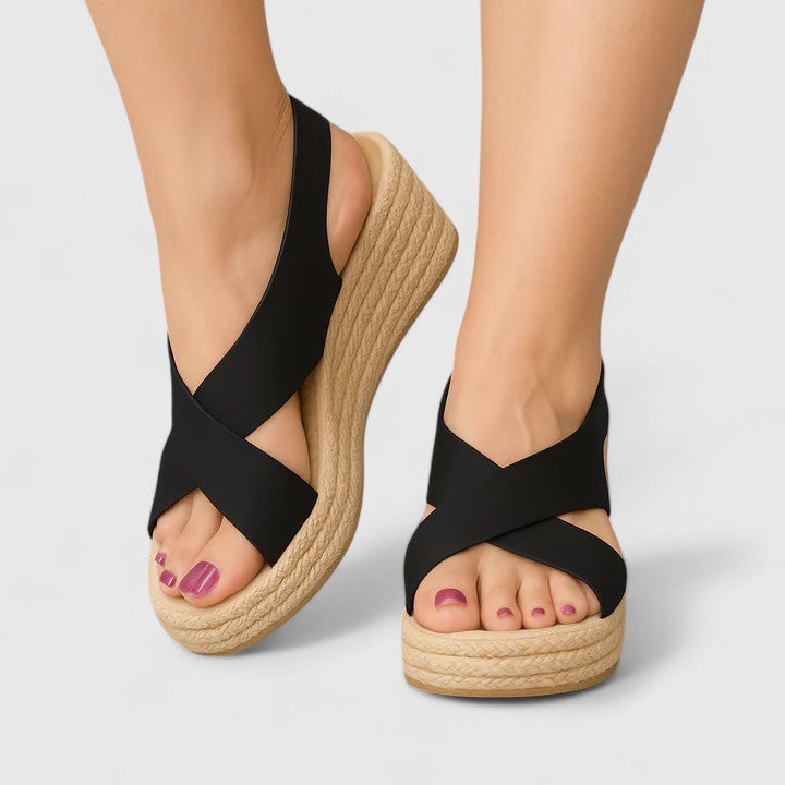 Women's Orthopaedic Sandals with Espadrille Wedge for Summer Wear
