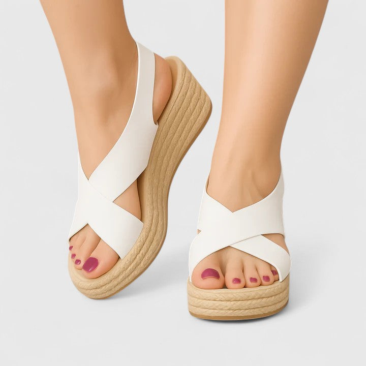 Women's Orthopaedic Sandals with Espadrille Wedge for Summer Wear