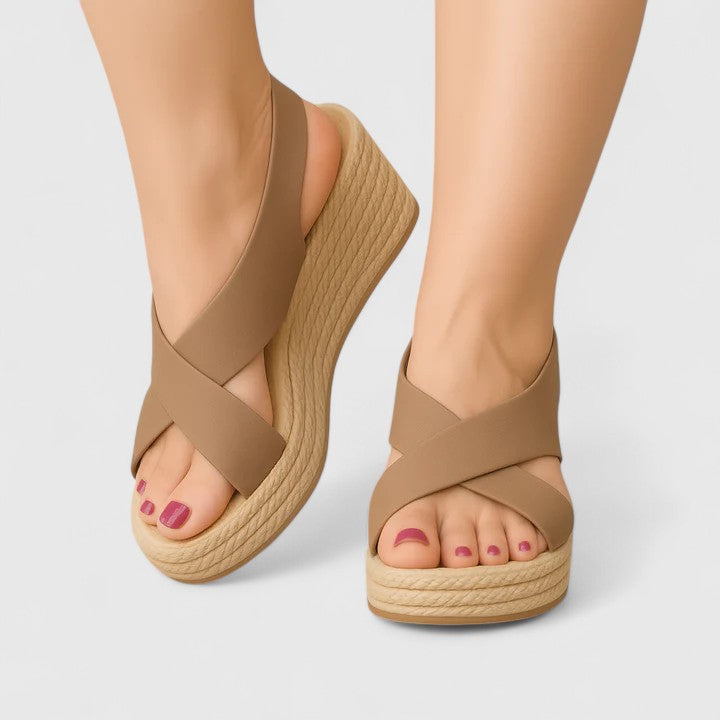 Women's Orthopaedic Sandals with Espadrille Wedge for Summer Wear