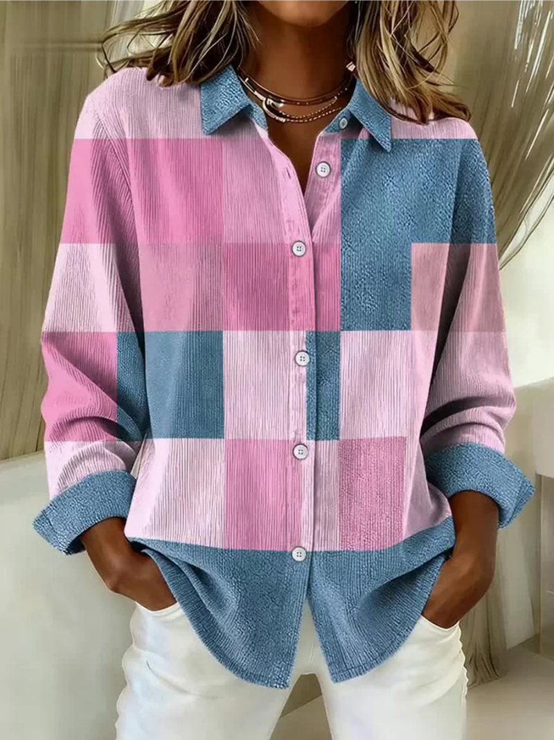 Women's Pastel Knitted Blouse with Collar for Everyday