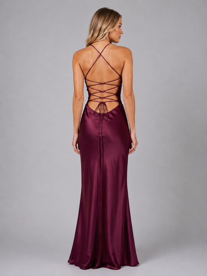 Women’s Pearl Beaded Maxi Dress with Halter