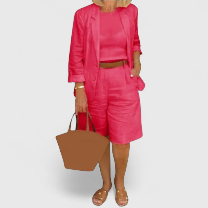 Women's Pink Two-Piece Suit with Blazer for Work and Events