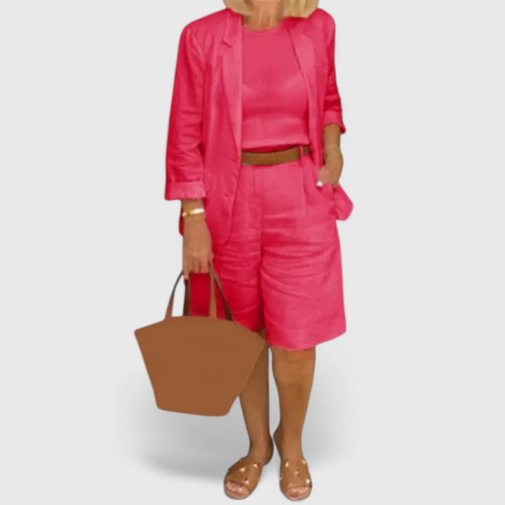 Women's Pink Two-Piece Suit with Blazer for Work and Events