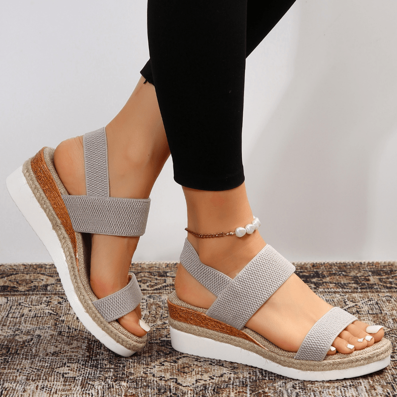 Women's Platform Sandals with Elastic Straps for Everyday
