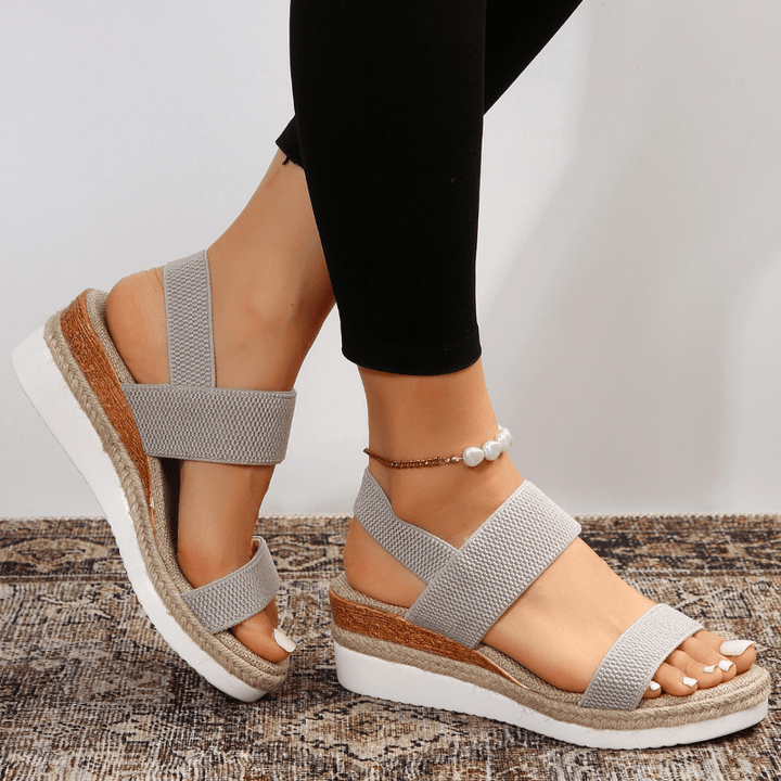 Women's Platform Sandals with Elastic Straps for Everyday