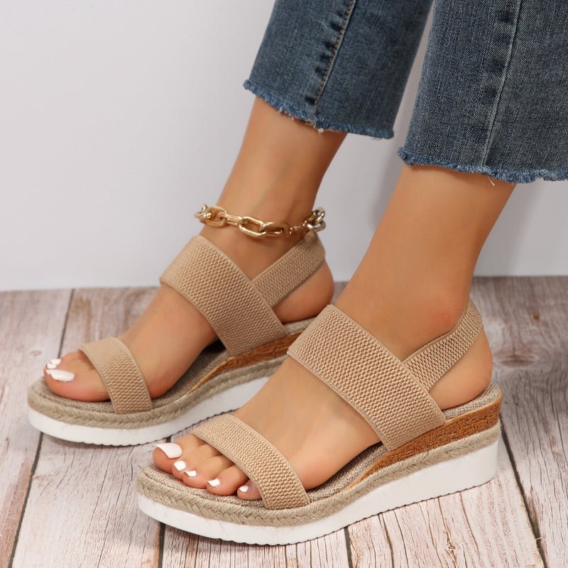 Women's Platform Sandals with Elastic Straps for Everyday