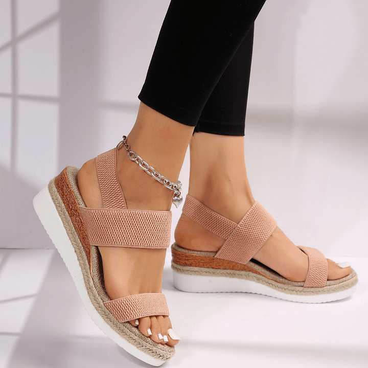 Women's Platform Sandals with Elastic Straps for Everyday
