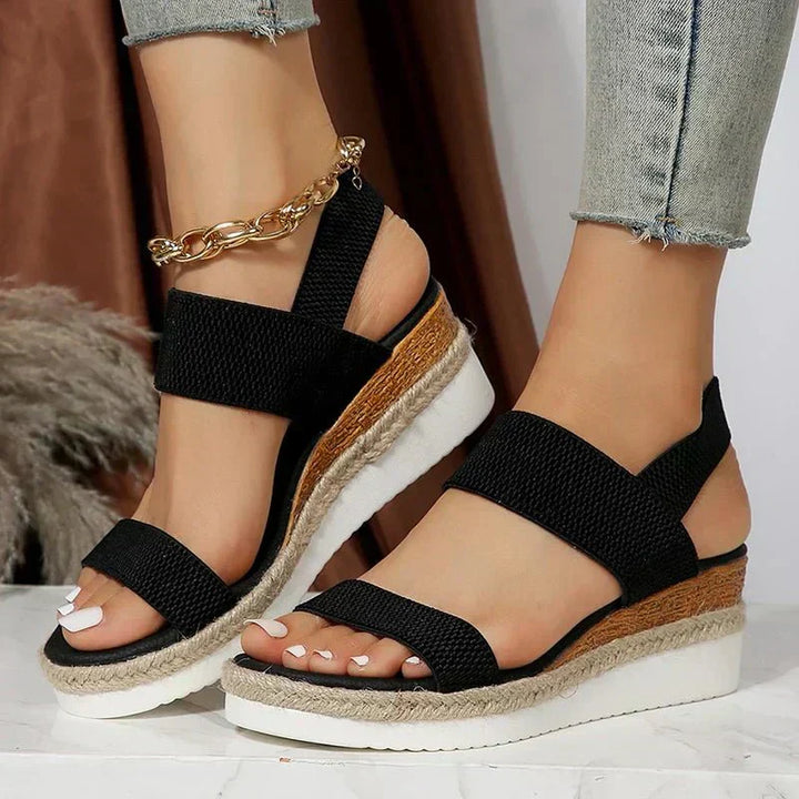 Women's Platform Sandals with Elastic Straps for Everyday