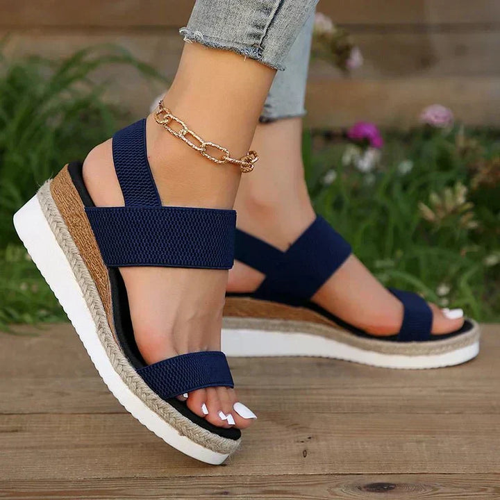 Women's Platform Sandals with Elastic Straps for Everyday