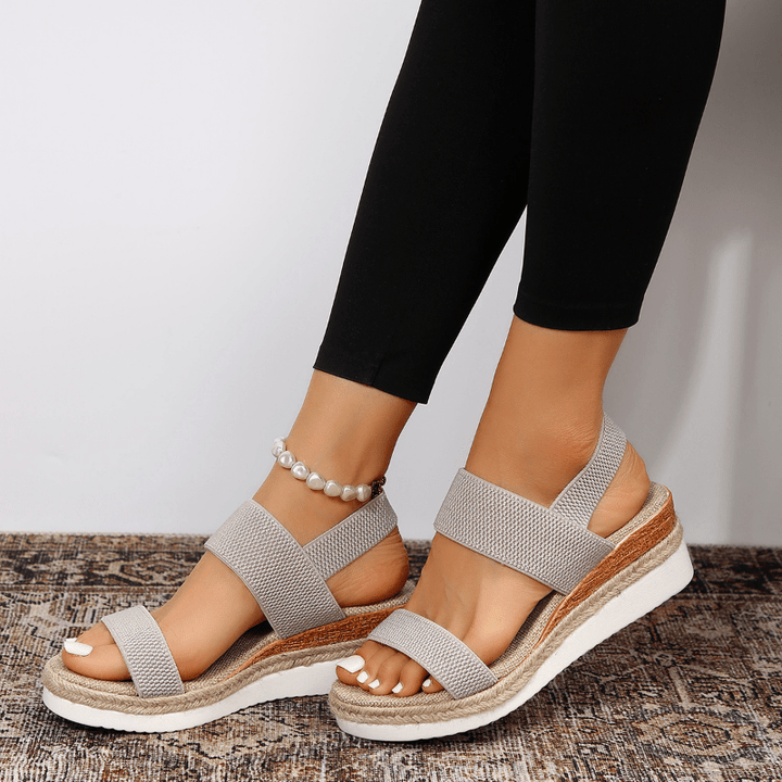Women's Platform Sandals with Elastic Straps for Everyday