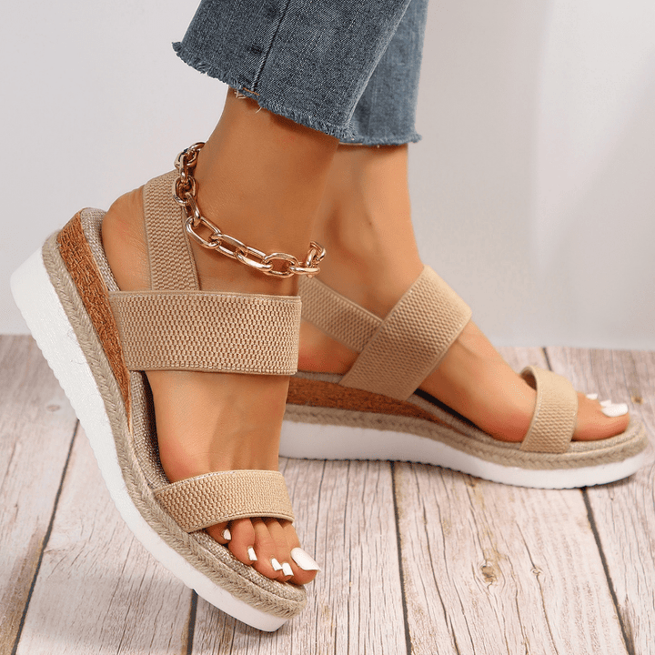 Women's Platform Sandals with Elastic Straps for Everyday