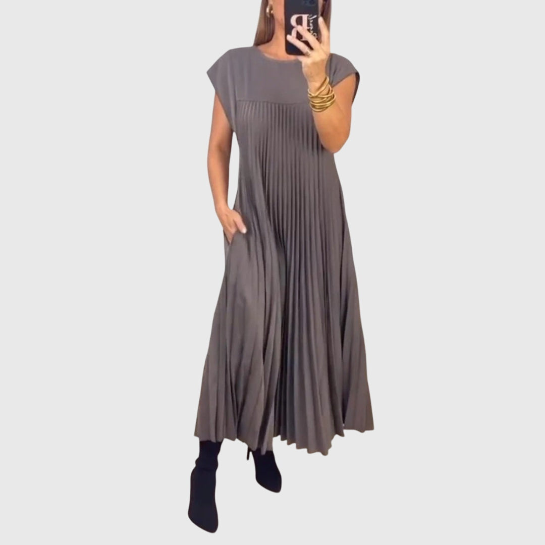 Women's Pleated Dress with Flattering Fit for Occasions