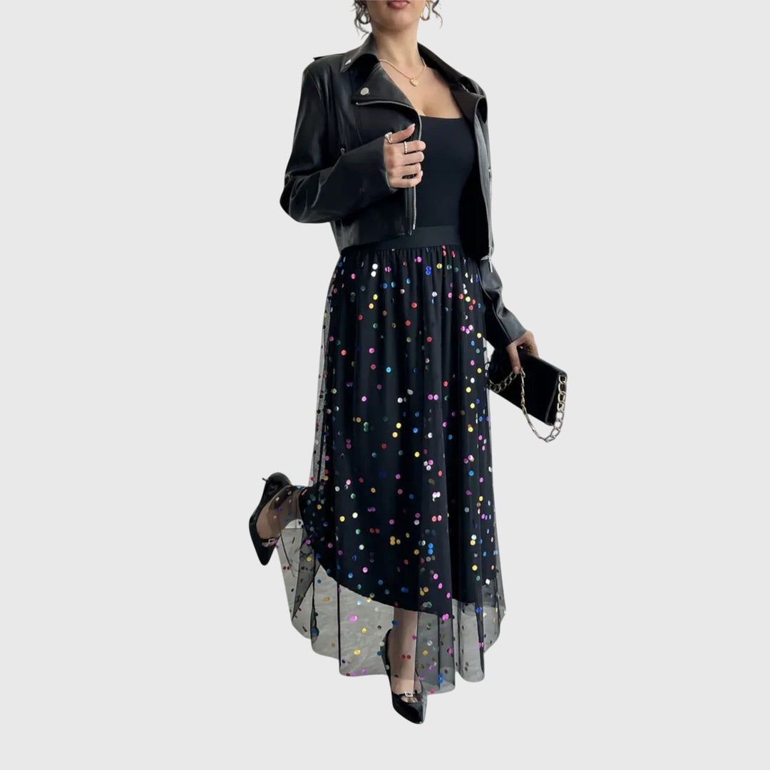 Women's Pleated Skirt with Light Draping for Evening