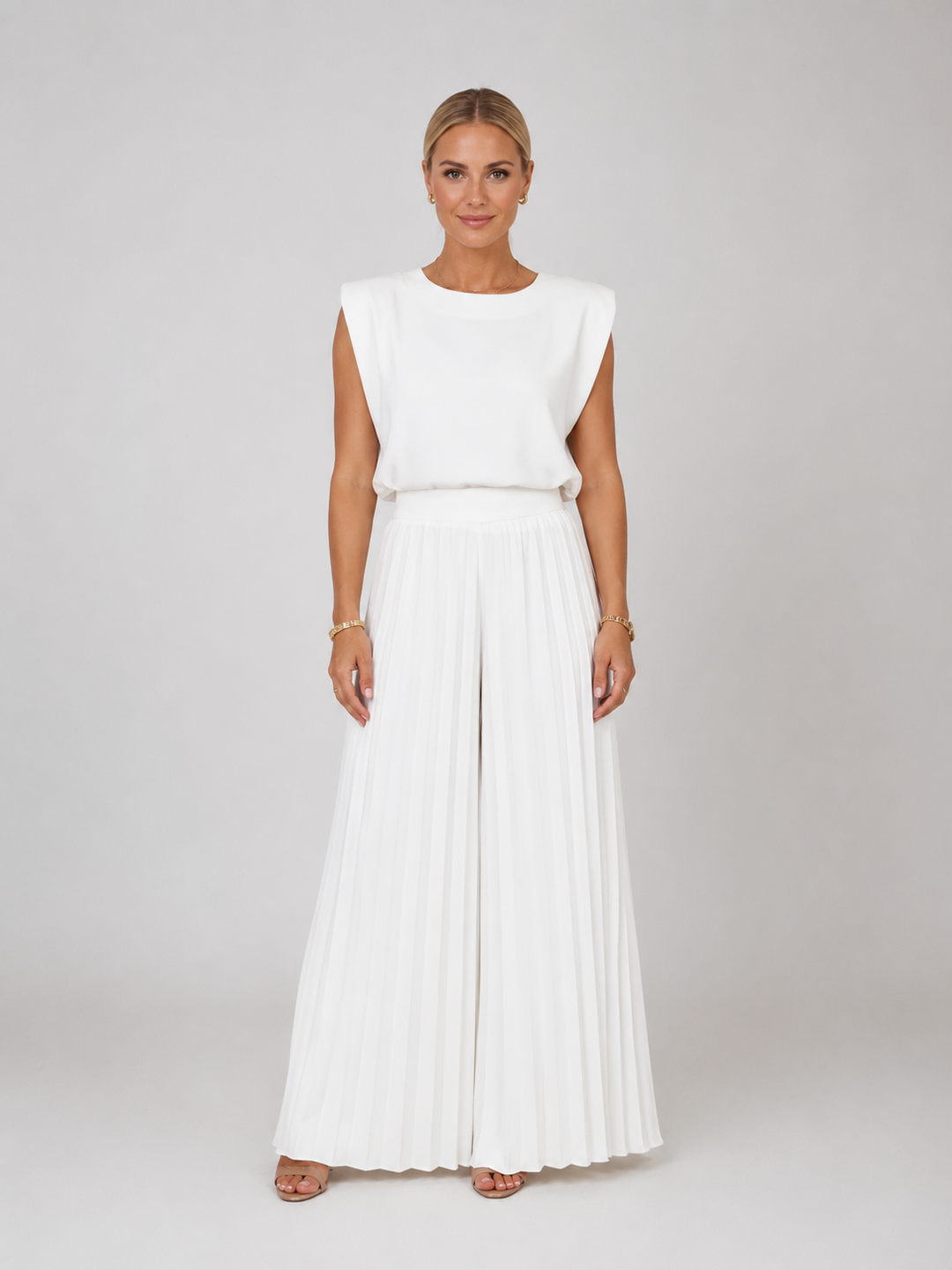 Women’s Pleated Wide-Leg Set with Comfort