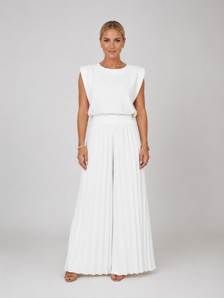Women’s Pleated Wide-Leg Set with Comfort