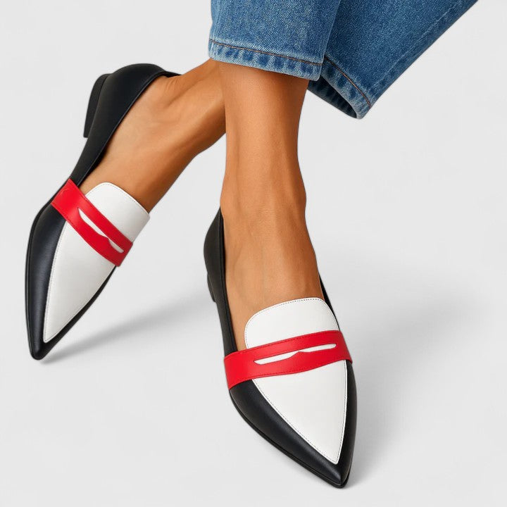 Women's Pointed Toe Loafers with Colour Block for Workwear