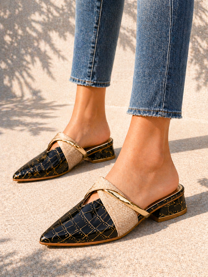 Women’s Pointed Toe Mule with Croc Effect