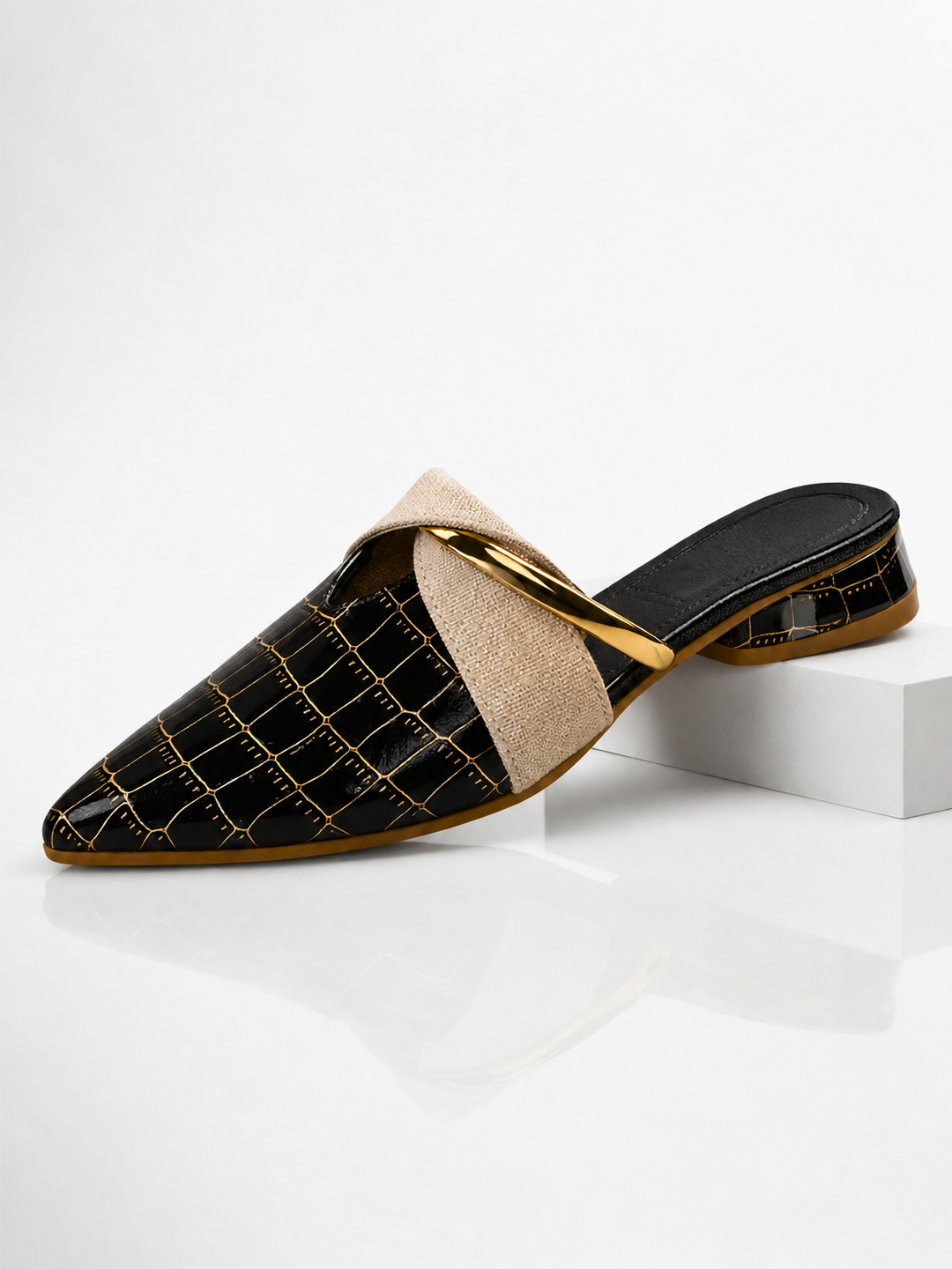 Women’s Pointed Toe Mule with Croc Effect