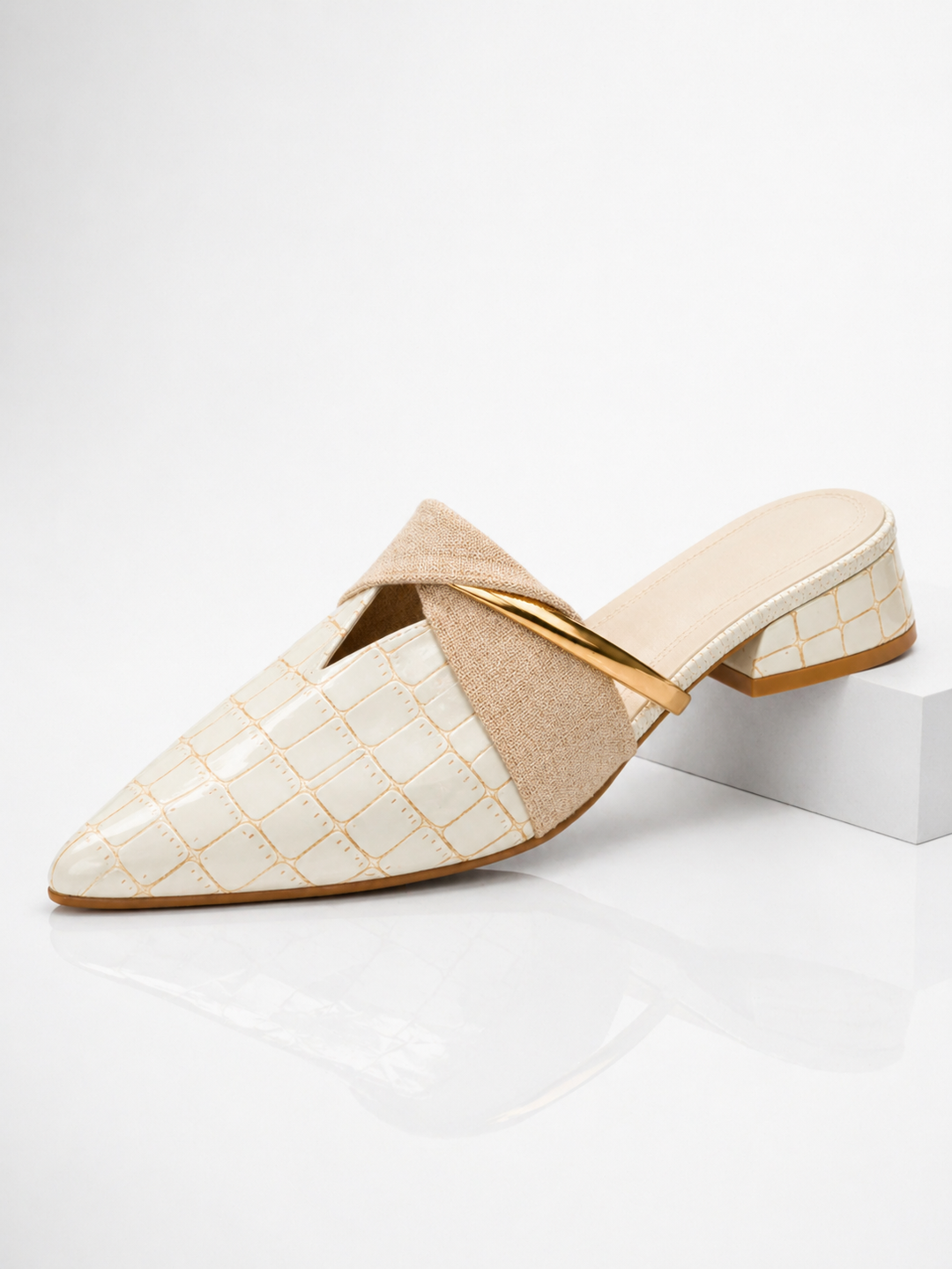 Women’s Pointed Toe Mule with Croc Effect