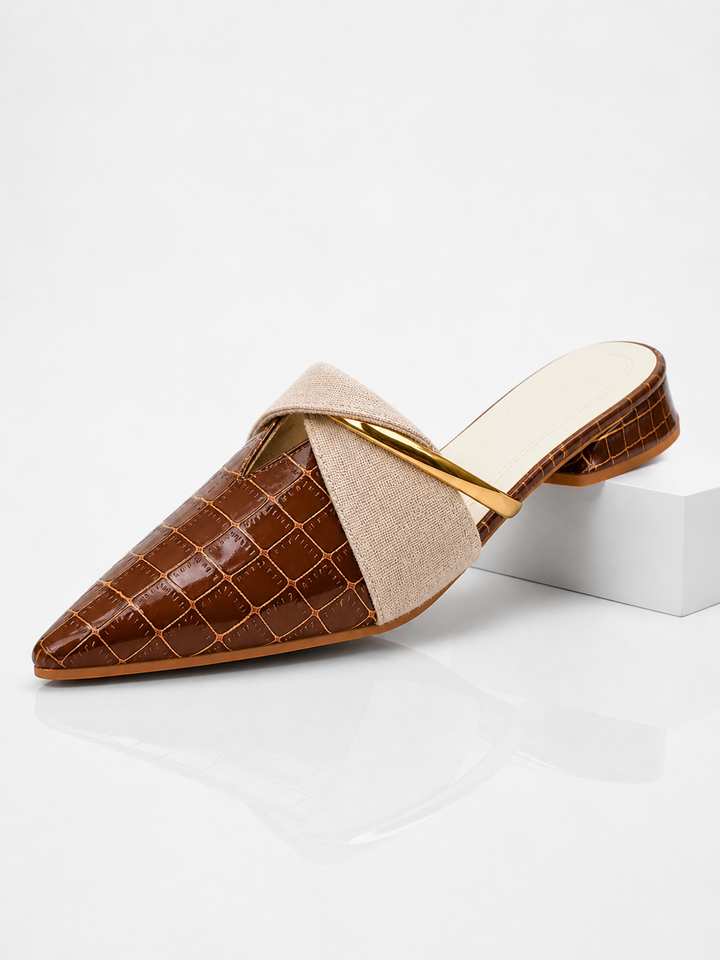 Women’s Pointed Toe Mule with Croc Effect