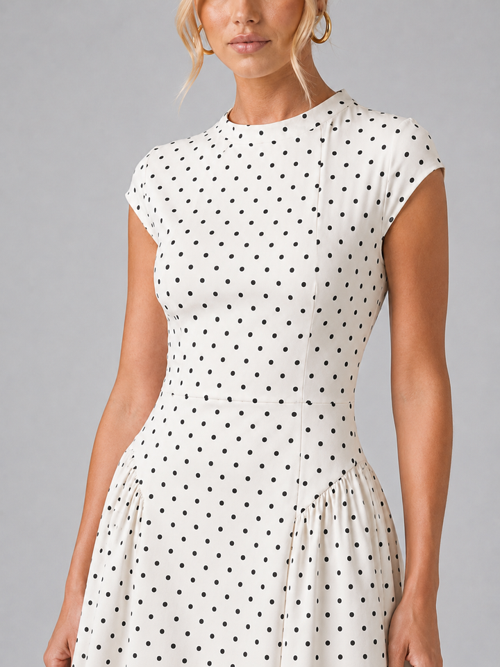 Women’s Polka Dot Maxi Dress with A-Line