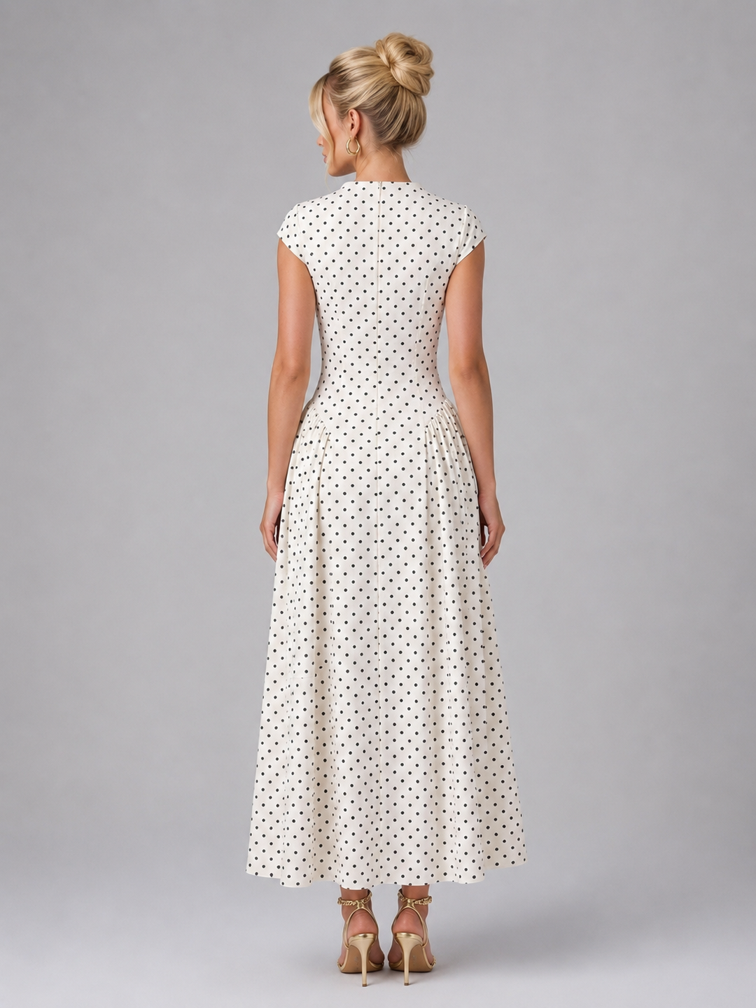 Women’s Polka Dot Maxi Dress with A-Line