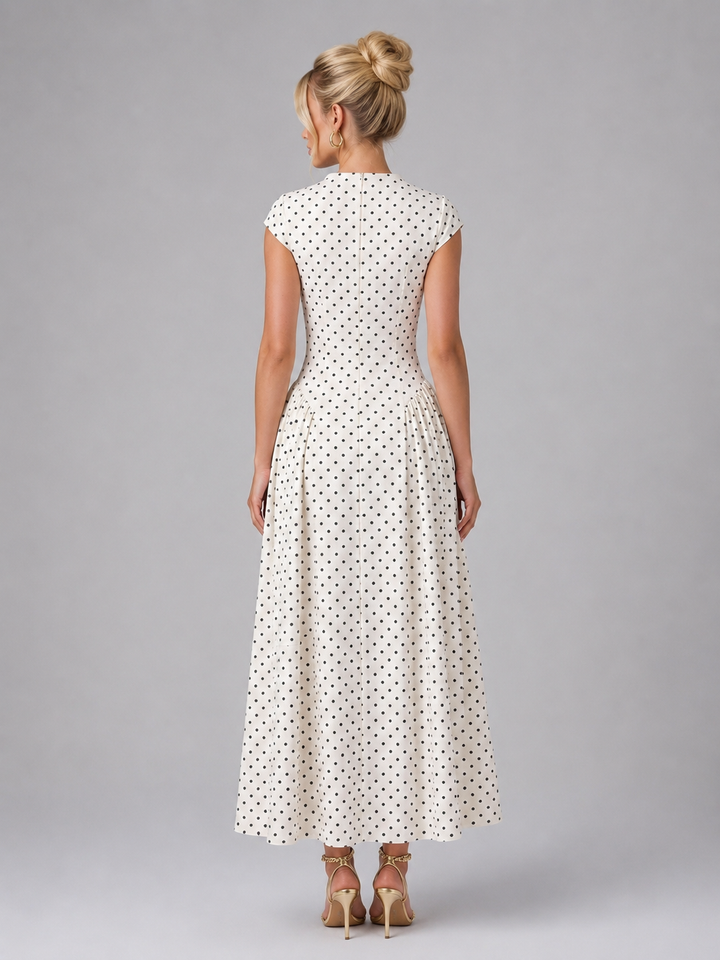 Women’s Polka Dot Maxi Dress with A-Line