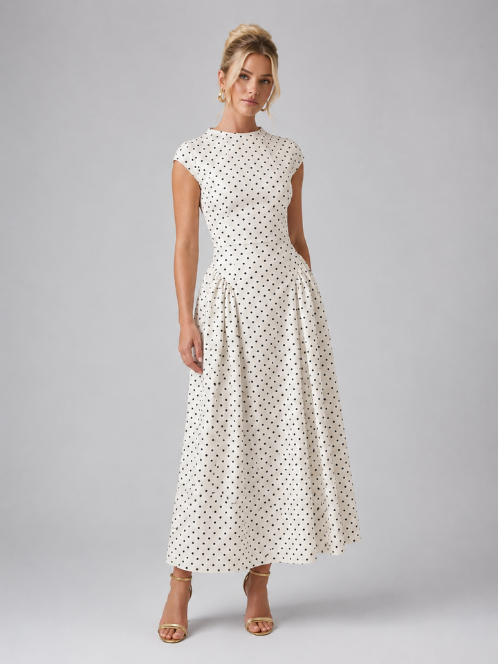 Women’s Polka Dot Maxi Dress with A-Line