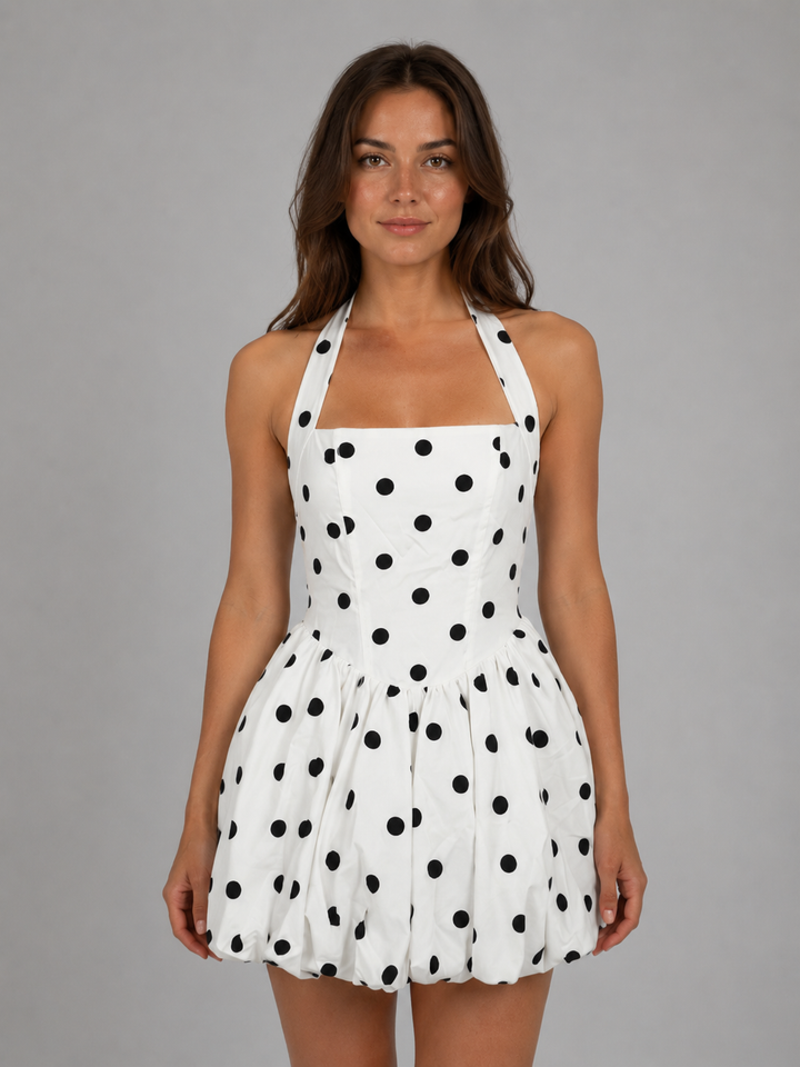 Women’s Polka Dot Mini Dress with Halter
