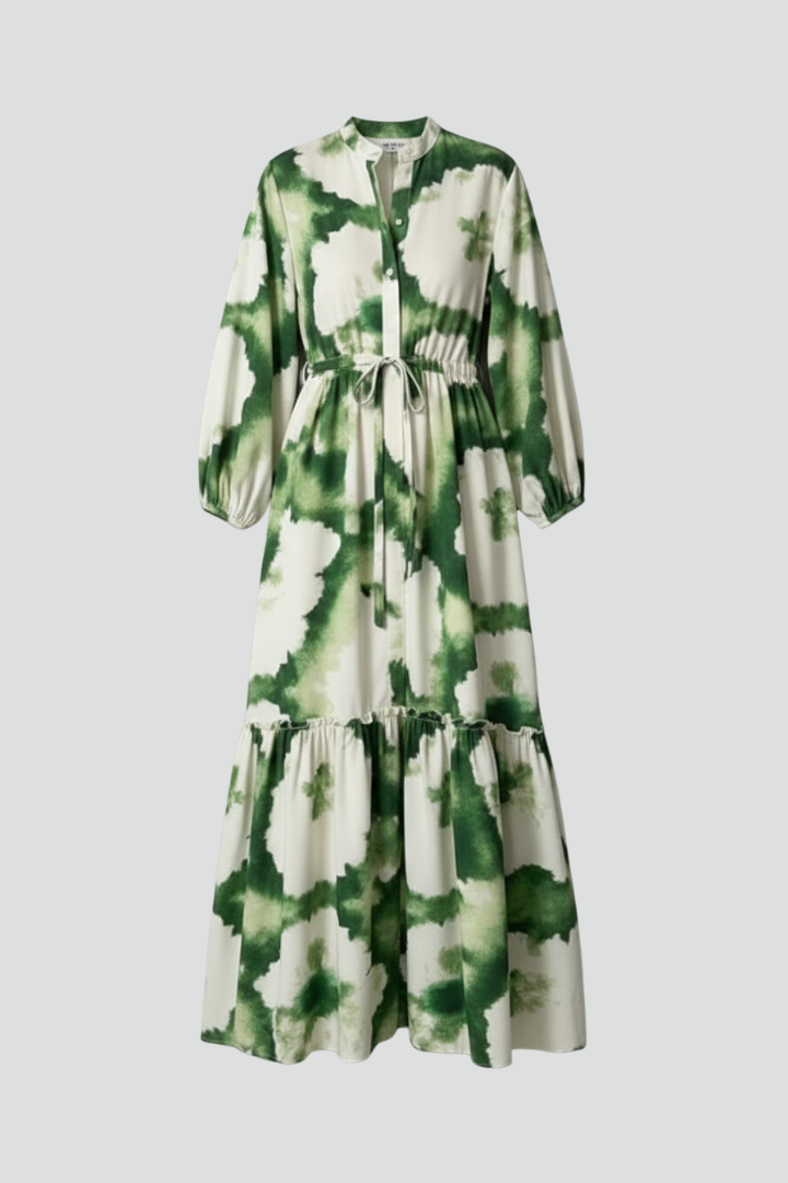 Women's Printed Maxi Dress with V-Neck for Garden Parties